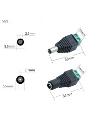 DC Male and Female Power DC Jack CCTV Video Balun 5.5*2.1mm DC Power Plug Terminals Connector Adapter