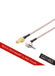 10pcs RP-SMA Female Jack Nut to CRC9 Male Right Angle Connector 3G Modem Extension RG316 Coax Cable Adapter 15cm/30cm/50cm/100cm