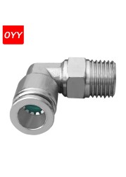 10pcs PL Series 304 Stainless Steel Trachea Quick Connector Plug Threaded Elbow Pneumatic Fittings PL8-02/4-M5/6-01/10-03