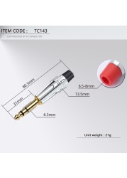 Male Plug, 10pcs 6.35mm Jack 3 Poles Stereo 6.3mm Gold Plated Copper Solder Wire Connector 1/4 Inch Microphone Jack