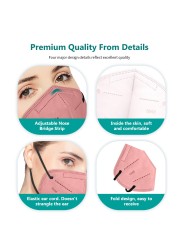 KN95 Adult Face Mask 5 Layers Protective Black Mascherine FFP2 CE Certificate Mascarillas FPP2 Masks Masque FFP 2 Gray ffp2fan