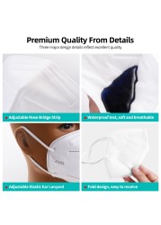 10-200pcs KN95 Mascarillas FPP2 White Adult 5 Ply Reusable Face Mask KN95 Cubrebocas Mascara KN95 Certification FFPP2 Mouth маска