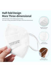 5 Layers Adult White KN95 Protective Face Mask Reusable Mascherine FFP2 Mascarillas FPP2 Masks ffp2masque CE Filter Fabric