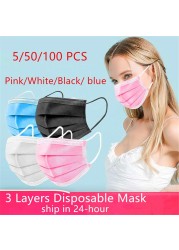 Nonwoven Disposable Masks 3 Layers Face Mask Breathable Disposable Mouth Mask Adult Mascarilla Mask 18 Hours Shipping