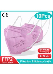 9 ألوان FFP2 Mascarillas KN95 أقنعة الوجه للكبار 5 طبقات سلامة الغبار التنفس FFP2 قناع الكبار الأسود FPP2 KN95 قناع الوجه CE