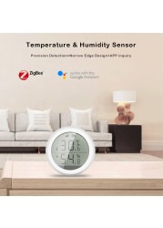 Tuya Zigbee Smart Home Temperature Humidity Sensor with LED Display Works with Google Assistant and Tuya Zigbee Hub