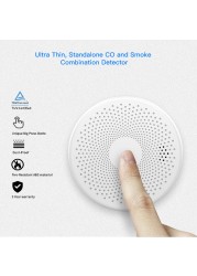 Tuya WIFI 2 in 1 Smoke Carbon Monoxide Combo Detector CO Smoke Alarm Sensor with LED Indicator, AA Battery Power