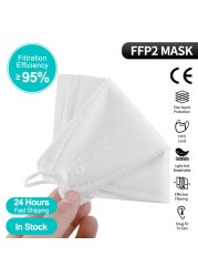 Korean Adult White Fish Mask KN95 Mascarillas 4 Layers FFP2 Mascarilla FPP2 homology ada Face Protector ffp2fan CE Masque FFPP2