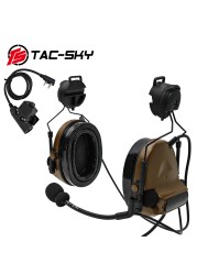 TAC-SKY COMTAC II Helmet Holder Silicone Earmuffs Noise Reduction Pickup Tactical Headset & Walkie Talkie PTT Adapter U94PTT