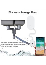 Tuya Zigbee Water Leakage Alarm Water Leak Sensor Detector Flood Alert Overflow Security Alarm System Works With Zigbee Gate