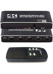 Switch 5 Port HDMI-compati IR Remote Control Switch 4 in 1 Out Switcher 4x1 Selector Support 4K@30Hz Ultra HD 3D