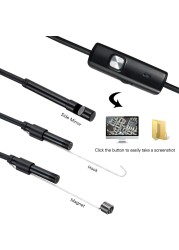 7mm Endoscope Camera Waterproof Mini 1M Soft USB LED Micro Endoscope for Car 6 LEDs Adjustable Sewer Camera Android/PC