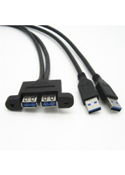 عالية السرعة المزدوجة ميناء Usb 3.0 ذكر إلى أنثى برغي قفل لوحة جبل تمديد تمديد الحافة كابل بيانات الحبل 0.3 متر/0.5 متر/1 متر/1.5 متر