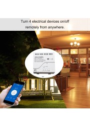 2022 New Tuya WiFi Smart Switch 220V 4CH RF Circuit Breaker Relay Light Smart Home Controller with Alexa Google Home Key Chain