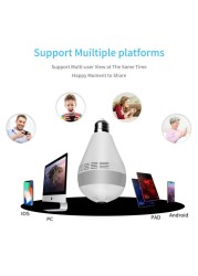 360 Degree Wireless Panoramic WiFi Camera Fisheye 3MP Night Vision Home Security IP Camera E27 Camera Audio Bulb