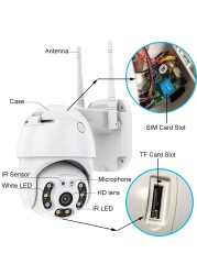 4G SIM Card IP Camera 2MP/3MP/5MP HD Camera WiFi PTZ Dome Camera Outdoor Two Ways Audio Security CCTV P2P Infrared Night Vision 30M