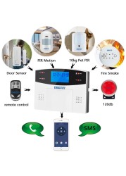 2022 Tuya WiFi GSM Home Security Protection Smart Alarm System LCD Screen Burglar Kit Mobile APP Remote Control Arm and Disarm