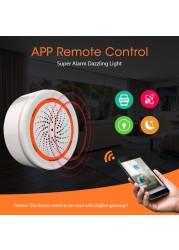 Aubess Siren Tuya Zigbee Alarm Built-in Siren Alarm Sensor 90dB Light Sound Home Security SmartLife Alarm Work With Gateway