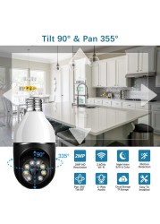 2.4G WiFi E27 Bulb Security Camera Night Vision Full Color Automatic Human Tracking 4X Digital Zoom Video Security Screen