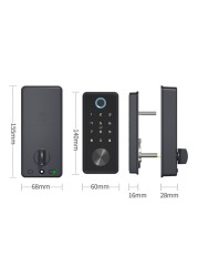 2022 RAYKUBE T1 Black Electronic Smart Door Lock With Biometric Fingerprint Smart Card Password Key Unlock Keyless Door Lock