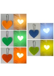 5pcs Cute Heart Shape Reflective Keychain Bag Pendant Doft Accessories Reflective PVC Keyrings For Visible Safety