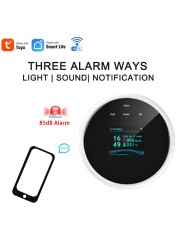 Tuya Smart Poisoning Gas Leak Sensor Fire Warning Alarm Temperature Sensor Thermometer 3-Color LCD Display Focus