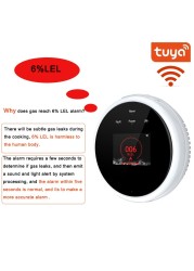 Tuya WIFI Gas Leak Detection Sensor for LPG CH4 Fire Heat Alarm Temperature Monitoring Kitchen Security Protection APP Control Alert