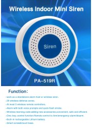 2022 433MHz Wireless Sound and Light Strobe Siren Indoor Standalone Siren with PIR Sensor Door Sensor Home Security