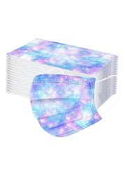 10-100pcs Adult Disposable Mask Tie-dye Gradient Printed Mask 3 Layers Non-woven Colorful Space Galaxy Print Face Mask maque