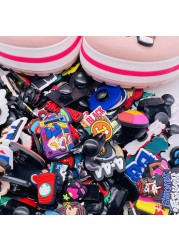 100pcs Mix Cartoon Anime Shoes Sandals Shoes Accessories PVC Garden Shoes Decorations Fit Wristbands Croc Jibz Ornament Party Gift