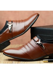 Men Leather Shoes Casual Shoes Slip On Business Dress Shoes All-match Wedding Shoes Plus Size Zapatos De Hombre