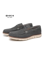 BHKH 2022 Autumn Canvas Loafers Shoes Fashion Men Casual Shoes Comfortable Smart Casual Shoes Office Work Footwear Men Shoes