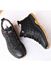 ZYYZYM Men Boots 2021 Winter Split Leather Lace Up Vintage Plush Keep Warm Ankle Snow Boots Mens Boots Botas Hombre