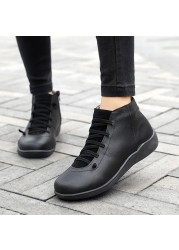 Unisex Ankle Boots Women's Solid Boots Fashion Boots High Cut Women Spring Boots Motorcycle Leather Boots Thigh High Flat Shoes