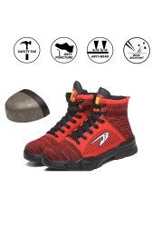 All Seasons Breathable Safety Shoes Steel Toe Cap Sneakers Large Size High Top Puncture-Proof Protective Work Shoes