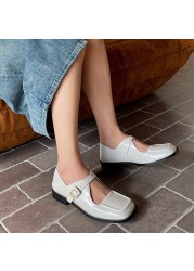 Risabina Genuine Leather Flat Shoes For Women Buckle Strap Ins Fashion Outdoor Sweet Spring Female Shoes Size 34-39