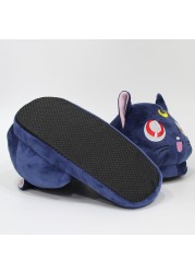 Anime Cartoon Animal Plush Slippers Luna Cat Kitty Soft Stuffed Warm Winter Indoor Shoes