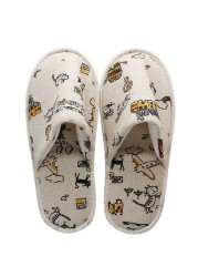 Hotel Travel Spa Disposable Slippers Cute Printed Linen Guest Slippers Home Room New Beauty Salon Slippers Women Slippers Hot