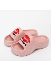 Sexy Lips Print Women Summer Slippers Fashion EVA Thick Platform Beach Sandal Home Slippers Non-slip Flip Flops for Women