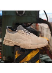 High Cut Safety Insurance Shoes Men's Anti-smashing Steel Toe Safety Shoes Upper Stylish Lightweight Protective Work Shoes