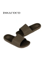 ISSACOCO Men Flat Indoor Massage Slippers Men Home Non-slip Massage Slippers Zapatos Hombre Beach Flip Flops Men Slides