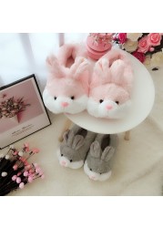 Women Fluffy Women Slippers Cute Cartoon Pink Rabbit Couples Fur Slides Bedroom Indoor Warm Rabbits Plush Ladies Casual Shoes loro piana shoes