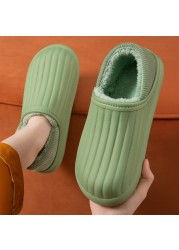 2021 Waterproof Cotton Slippers Thick-soled Plush Winter Warm Home Indoor Slippers Outdoor Slippers Memory Foam For Couples Shoes