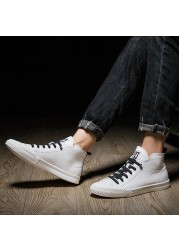 Autumn winter men's shoes high-quality genuine leather outdoor casual shoes breathable sports shoes non-slip simple white walking shoes