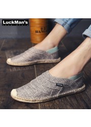 Men's Canvas Espadrilles, Casual Shoes Without Lace-up, Breathable, Handmade, Large Size 45