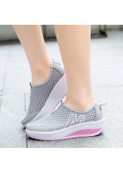 Women's Height Cushioning Shoes Casual Platform Breathable Soft Cushioning Sneakers Light Mesh Platform Vulcanized Shoes