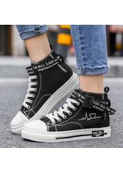 TUINANLE Vulcanized Shoes Sneakers For Women Lace-up Casual Canvas Shoes Size 35-44 Breathable High-top Men Shoes Tenis Feminino