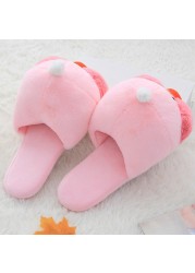 Net red hyaluronic acid little yellow duck slippers women warm plush home indoor non-slip cotton slippers in autumn and winter