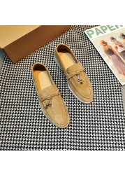 2021 spring autumn new suede solid color round toe with hardware classic pendants women high quality elegant flat shoes