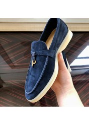 High quality loafers 2021 spring autumn men's flat loafers round head cowhide women's shoes